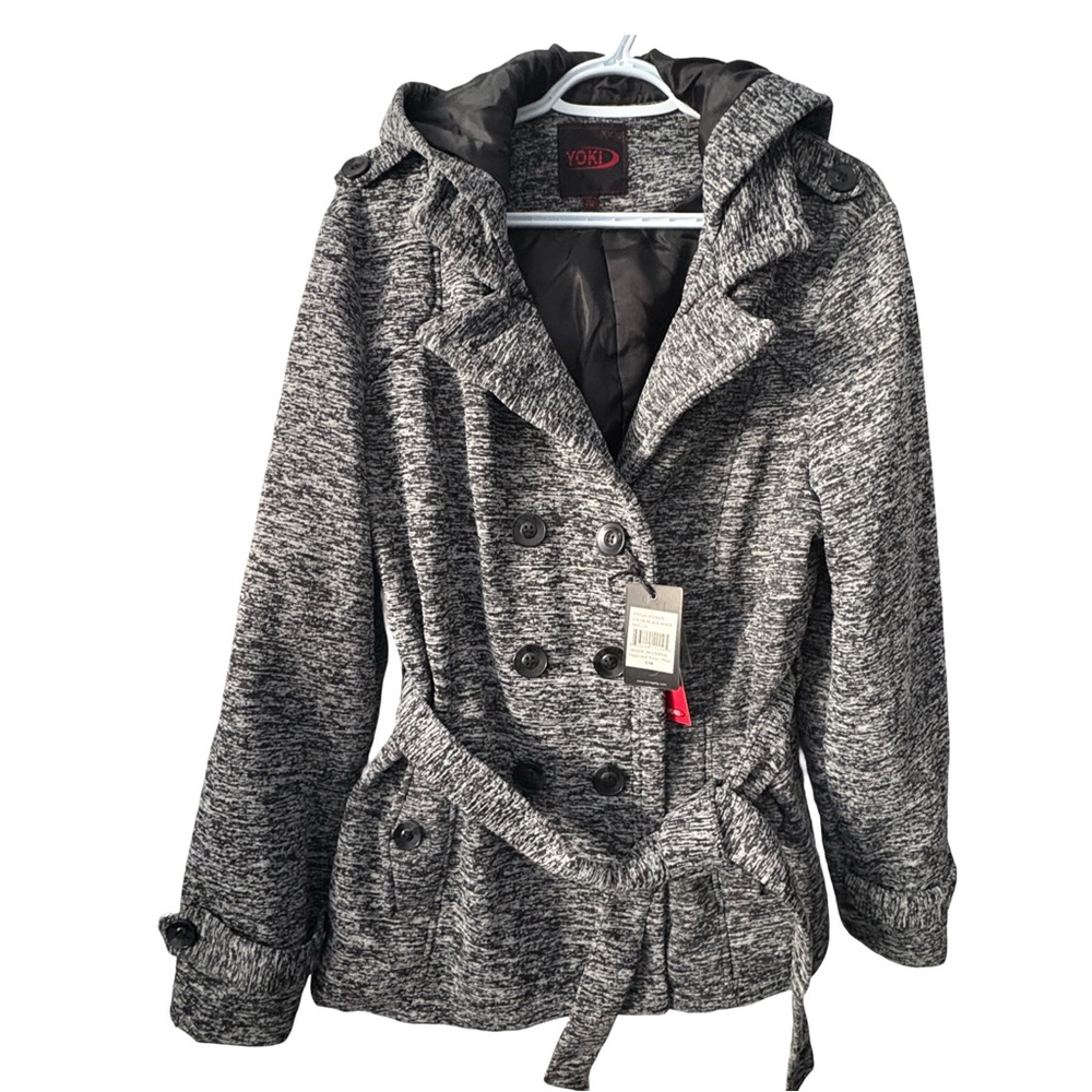 NWT Yoki Women's Black and Gray Trench Coat